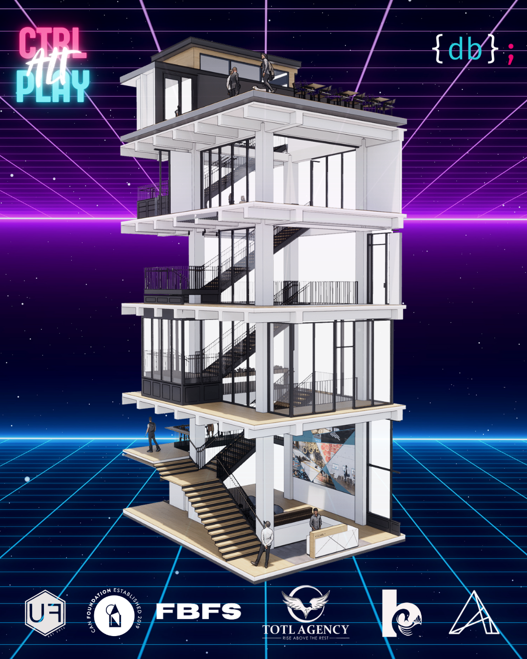 CTRL ALT PLAY Multi-Floor Experience - Assembly HQ Building Cutaway